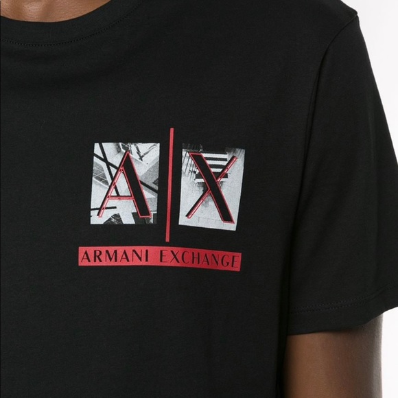 Armani Exchange mens black logo tee tshirt L - Picture 2 of 6